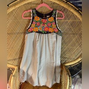 EUC Women’s THML Boho Preppy Sleeveless Embroidered & Striped Dress Sz S 🦋💖🌴